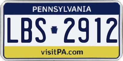 PA license plate LBS2912