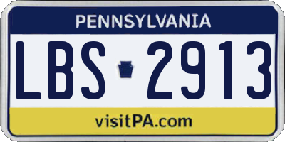 PA license plate LBS2913
