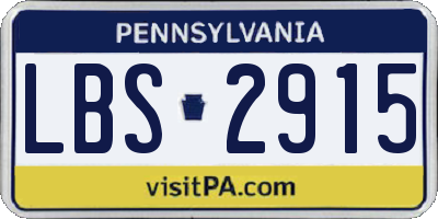 PA license plate LBS2915