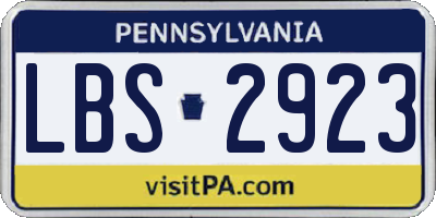 PA license plate LBS2923