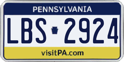 PA license plate LBS2924