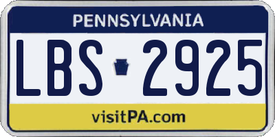 PA license plate LBS2925