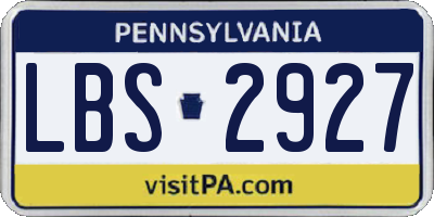 PA license plate LBS2927