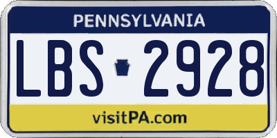 PA license plate LBS2928