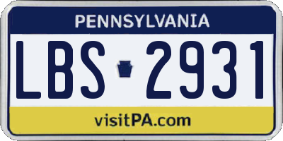 PA license plate LBS2931
