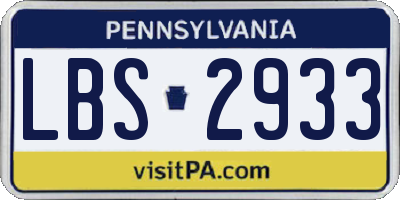 PA license plate LBS2933