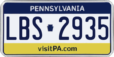 PA license plate LBS2935