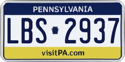 PA license plate LBS2937