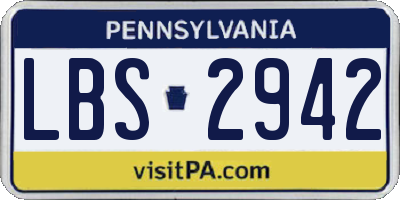 PA license plate LBS2942