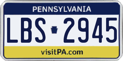 PA license plate LBS2945