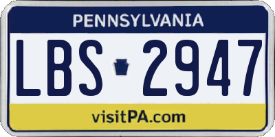 PA license plate LBS2947