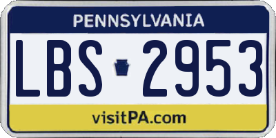 PA license plate LBS2953