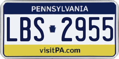PA license plate LBS2955