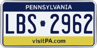 PA license plate LBS2962