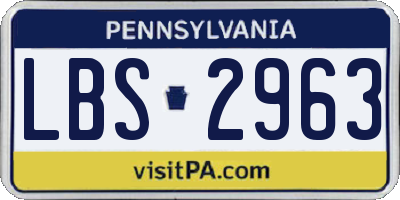 PA license plate LBS2963
