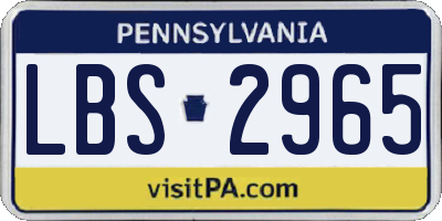 PA license plate LBS2965