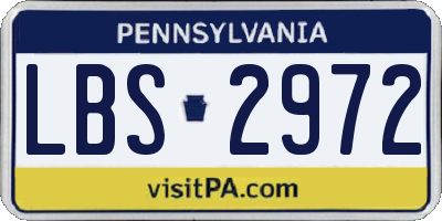 PA license plate LBS2972