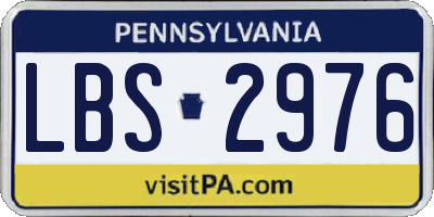 PA license plate LBS2976