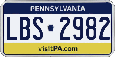 PA license plate LBS2982