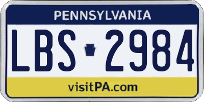 PA license plate LBS2984