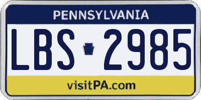 PA license plate LBS2985