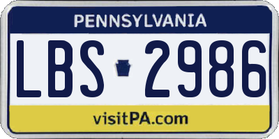PA license plate LBS2986