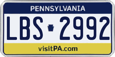 PA license plate LBS2992