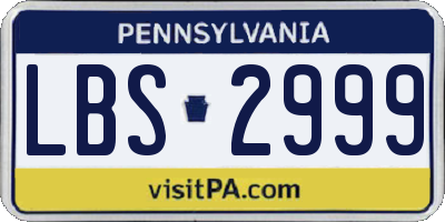 PA license plate LBS2999