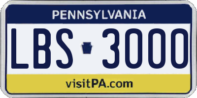 PA license plate LBS3000