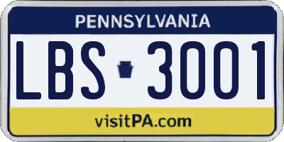 PA license plate LBS3001