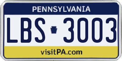 PA license plate LBS3003