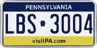 PA license plate LBS3004