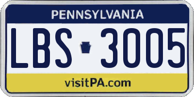 PA license plate LBS3005