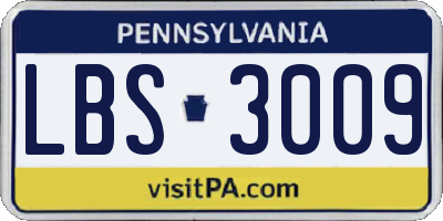 PA license plate LBS3009
