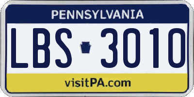 PA license plate LBS3010