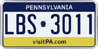PA license plate LBS3011