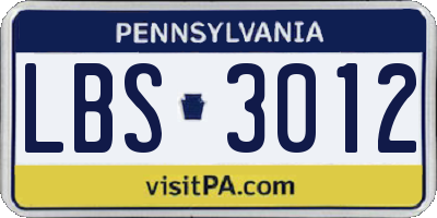 PA license plate LBS3012