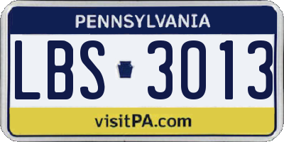 PA license plate LBS3013