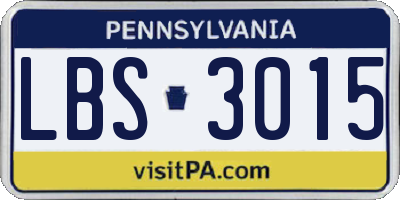 PA license plate LBS3015