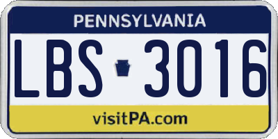 PA license plate LBS3016