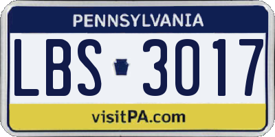 PA license plate LBS3017