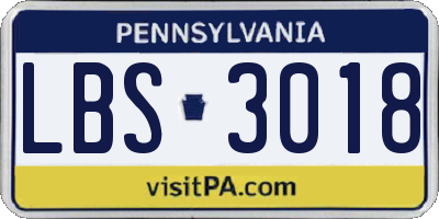 PA license plate LBS3018