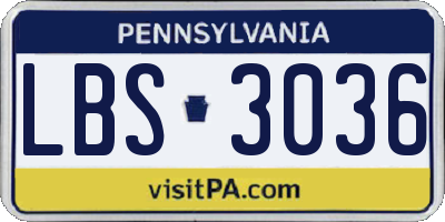 PA license plate LBS3036