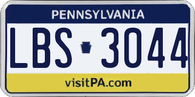 PA license plate LBS3044