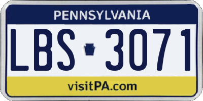 PA license plate LBS3071