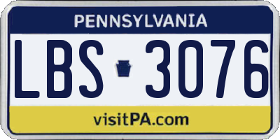 PA license plate LBS3076