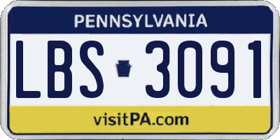 PA license plate LBS3091