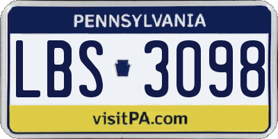PA license plate LBS3098