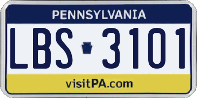 PA license plate LBS3101