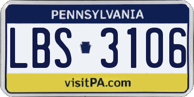 PA license plate LBS3106
